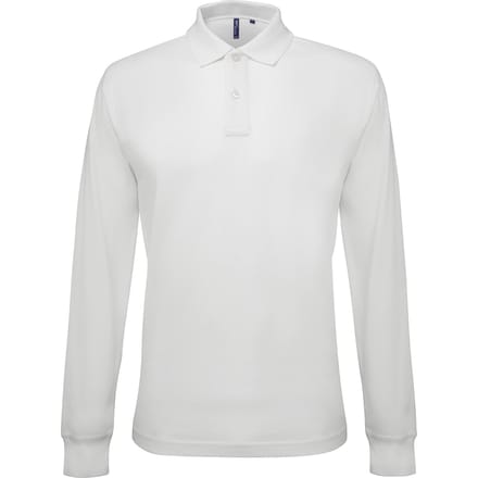 Asquith & Fox Heren Klassieke Pasvorm Poloshirt met lange mouwen (Wit)