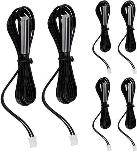 Cosensi- Temperatuursensor 10K 3950 NTC - 6 Stuks - Waterdicht - Connector - Thermistortemperatuursensor - 100 cm lengte - Thermistor