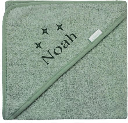 Badcape uni line - stone green  - met GRATIS geborduurde naam