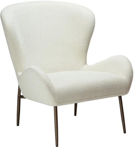 Glam Dan-Form fauteuil bouclé wit.