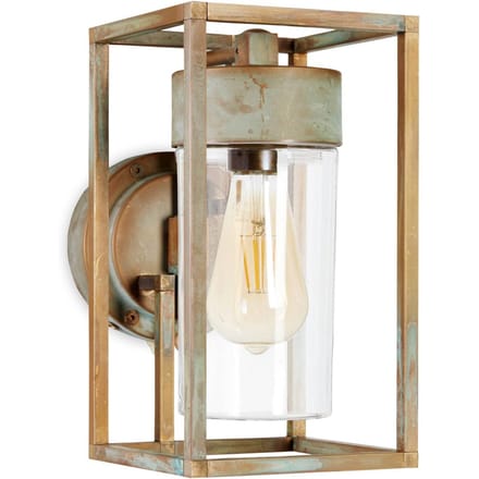 Moretti Luce Buitenwandlamp Cubic 3372 antiek messing/helder