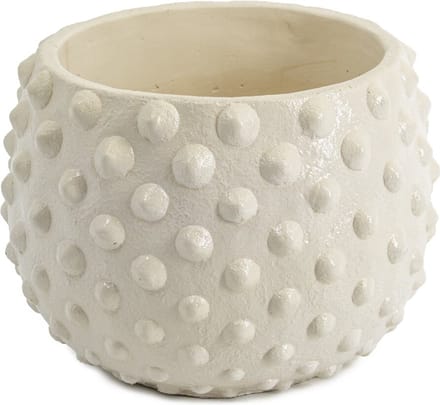 HomeBound by KY | Aardewerk vaas dots off-white | 21x21x16cm | bloemenvaas aardewerk