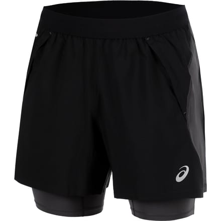 ASICS Road 2in1 5in Hardloopshorts Heren-zwart, donkergrijs