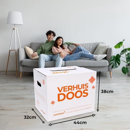Verhuisdozen Set - Opslagdozen Karton - Veilig Verhuizen - Extra Sterk Dubbel Golfkarton - 52L 44x32x37cm - Wit Bruin