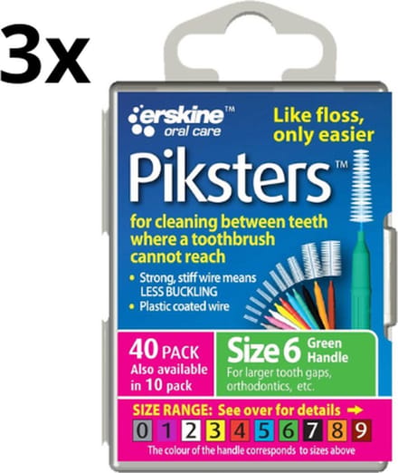Piksters 6 Groen 0.80mm - 3 x 40 stuks - Voordeelverpakking