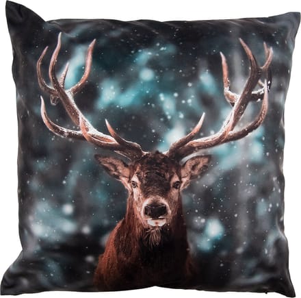 Clayre & Eef Kussenhoes 45x45 cm Groen Bruin Polyester Hert