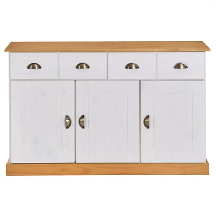 Sideboard PARIS 115 cm van massief hout - wit/bruin