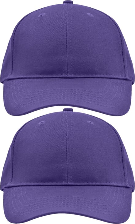 2x stuks 6-panel baseball paarse caps/petjes