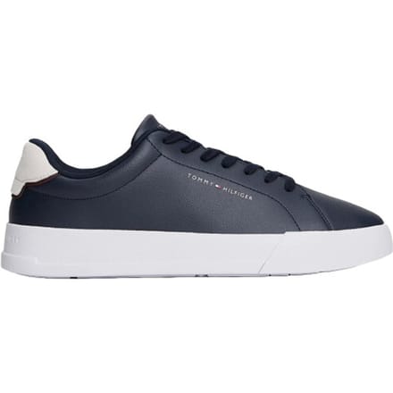 sneakers van leermix met labeldetails