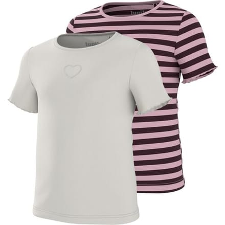 LUPILU Set van 2 kinder T-shirts (Strepen/wit, 122/128)