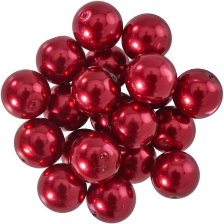 Glazen waskralen, Ø 10 mm, 20 stuks - Lichtrood