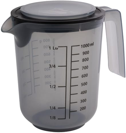 APS Maatbeker - Maatkan met Afdekdeksel - Vaatwasserbestendig - Grijs - Ø 12,5 cm - 1 Liter