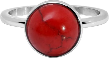Quiges Stapelring Dames - Vulring Rood Steen - RVS Zilverkleurig - Maat 19 - Hoogte 2mm