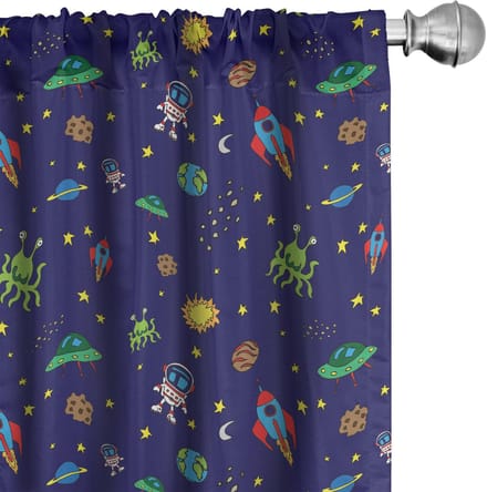 ABAKUHAUS Platz – Gordijnen – Doodle Cosmos-elementen – 2x75x175 cm – Meerdere kleuren