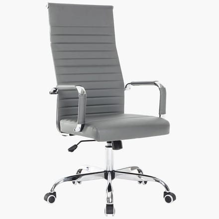 Ergonomische Bureaustoel Leer met Hoge Rugleuning en Lendensteun Grijs