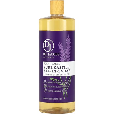 Dr. Jacobs Naturals, Savon de Castille botanique pur tout-en-un, huile essentielle de lavande, 940 ml (946ml) blue