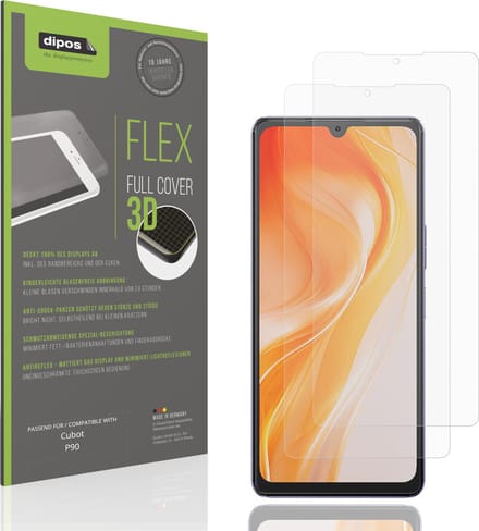 dipos FLEX – 2x Matte Screenprotector geschikt voor Cubot P90 | Volledige Schermbescherming | Case-Friendly