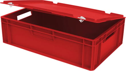 Alpac Stapelbak met deksel - Opbergbak met deksel - 600 x 400 x 190 mm - 30L - Rood