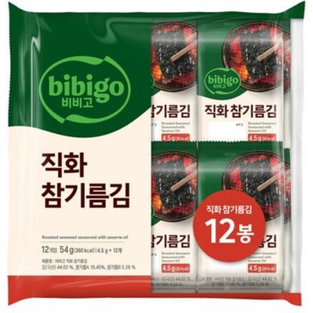 Bibigo Geroosterd Zeewier Gekruid met Sesamolie KIM 4.5G*12EA 1PCS blue
