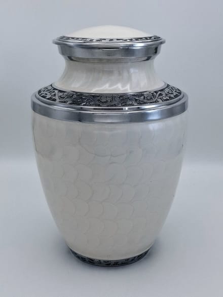 Urn Pearl White Enamel 13898