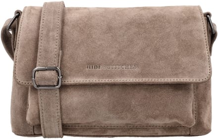 Hide & Stitches Brazos Schoudertas - Suede - Crossbody - Leer - Overslag - Leren Dames Tas - Taupe