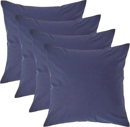 Homescapes Kussensloop 40x40 cm Set van 4 – Marineblauw – 100% Egyptisch Perkal Katoen – 200 TC