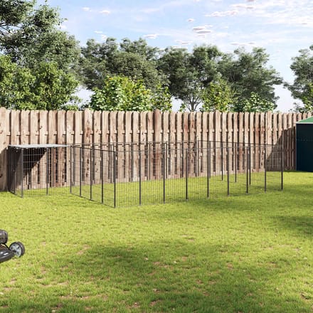 vidaXL - Hondenkennel - 15,73 - m² - staal - zwart