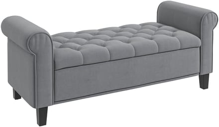 HOMCOM - Fluwelen Bank - Grijs - Schuim - Hout - Polyester