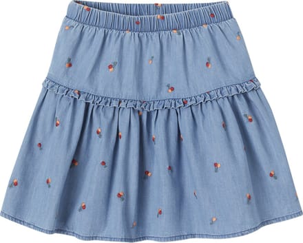 Vertbaudet Geborduurde meisjesrok mer kersen van licht denim