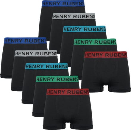 Henry Rubens - Heren Boxershorts - Microfiber - Naadloos - 10-Pack - Zwart - Mix Band - Maat M/L