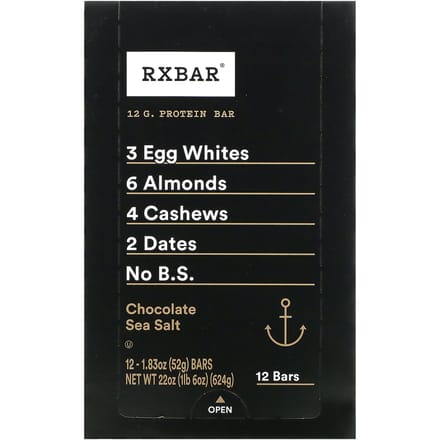 RXBAR, eiwitreep, chocolade zeezout, 12 repen, 52 g (1.83 oz) elk