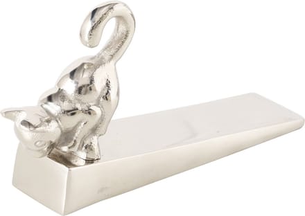 Deurstopper poesje zilver aluminium Boltze 15 cm