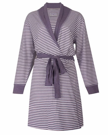 Irresistible - Dames Badjas - Kamerjas - Paars en Wit - Maat m
