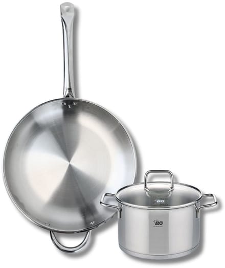 Set van 1 Koekenpan 32 cm en 1 braadpan 20 cm Elo Profi Citrin