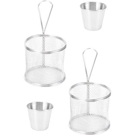 4-delige Set Mini Frituurmand Cilindrische Frietmand Zeef voor Keuken Koken white