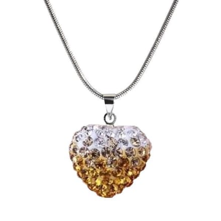 Fako Bijoux® - Ketting - Disco Dots - Hart Duo - Geel