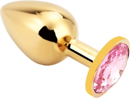 PLGZ - Rosebud Metalen Buttplug - Goud - Roze Siersteen - Large