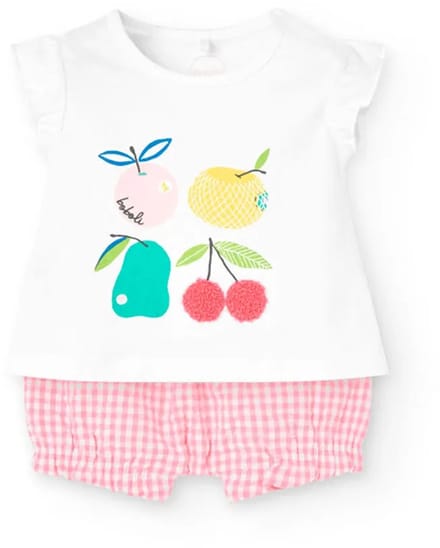 Boboli Knit Korte Mouw Set Wit 6 Months Meisjes
