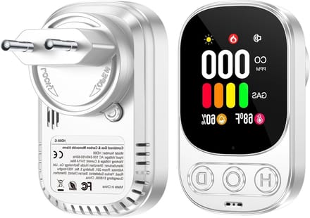 Gas en CO Melder - Lekkage Sensor - Veilig Wonen - Gecombineerde Detectie - 2.1" LCD Scherm - Wit