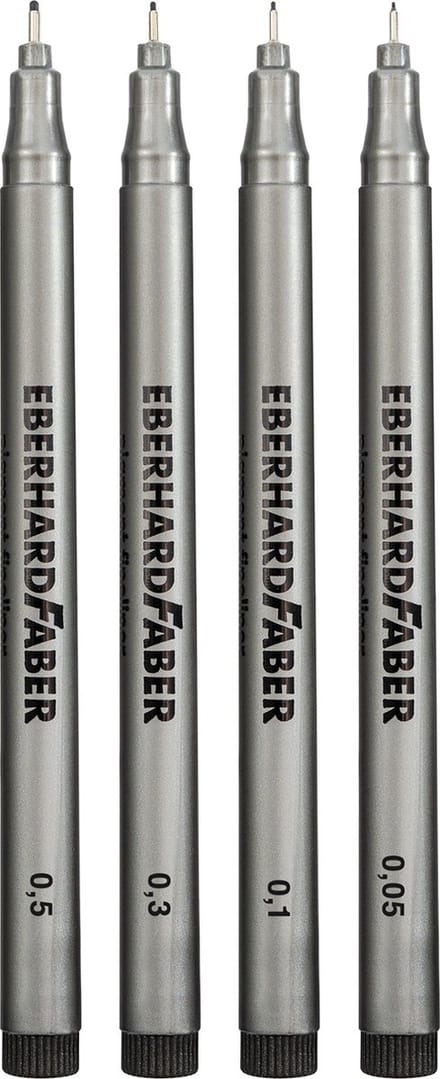 Eberhard Faber fineliners - 4 stuks - zwart - 0.05/0.1/0.3/0.5mm - EF-558104