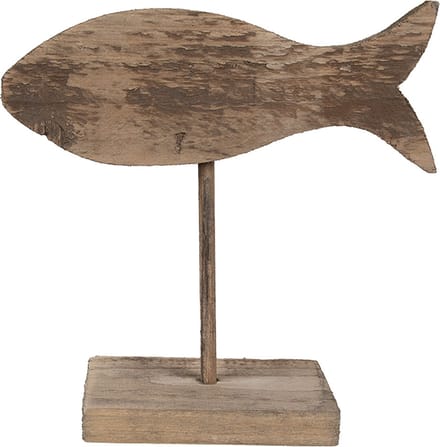 Clayre & Eef Beeld Vis 20 cm Bruin Hout