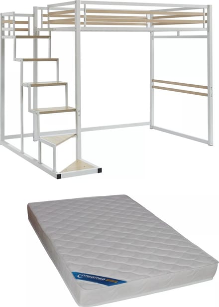 Vente-unique Hoogslaper metaal wit 140 x 200 cm