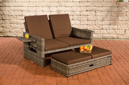 CLP Ancona - Loungebank - 5mm Poly-rotan grijs gevlekt aardsbruin