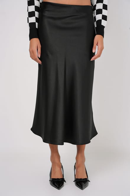 Satijnen A-Lijn Midi Rok met Elastische Taille