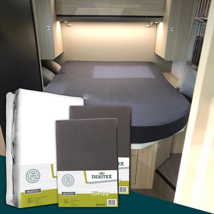 Dexitex 2 x Jersey Antraciet + 1 x molton pakket Queensbed/Eilandbed