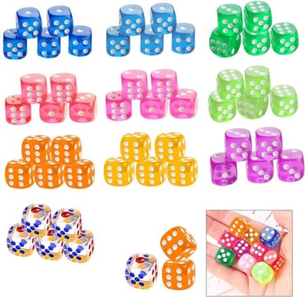 Zeynomax - Dobbelstenen set - 100 stuks - 6-zijdige acryl