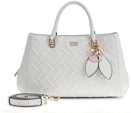 GUESS handtas schoudertas Sally Triple Compartment Satchel White wit