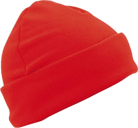 Warme Microfleece muts met omslag kleur rood