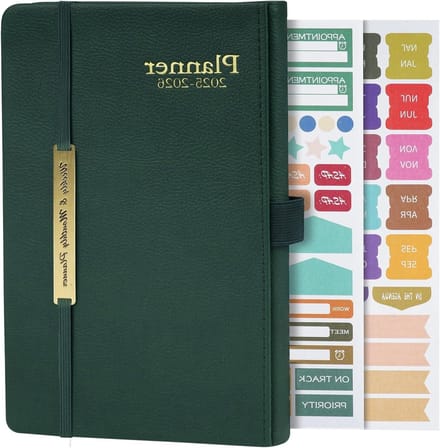Allecto Plus - Weekplanner 2025-2026 A5 Formaat - Schoolagenda Jan 2025 tot Jun 2026 - Harde Kaft - Groen Kleur