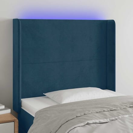 vidaXL - Hoofdbord - LED - 83x16x118/128 - cm - fluweel - donkerblauw